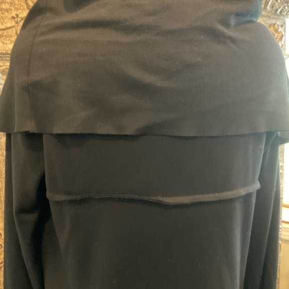 Kenzie S/M black snap over knit long sleeve wrap top shoulder shawl look - Picture 3 of 4